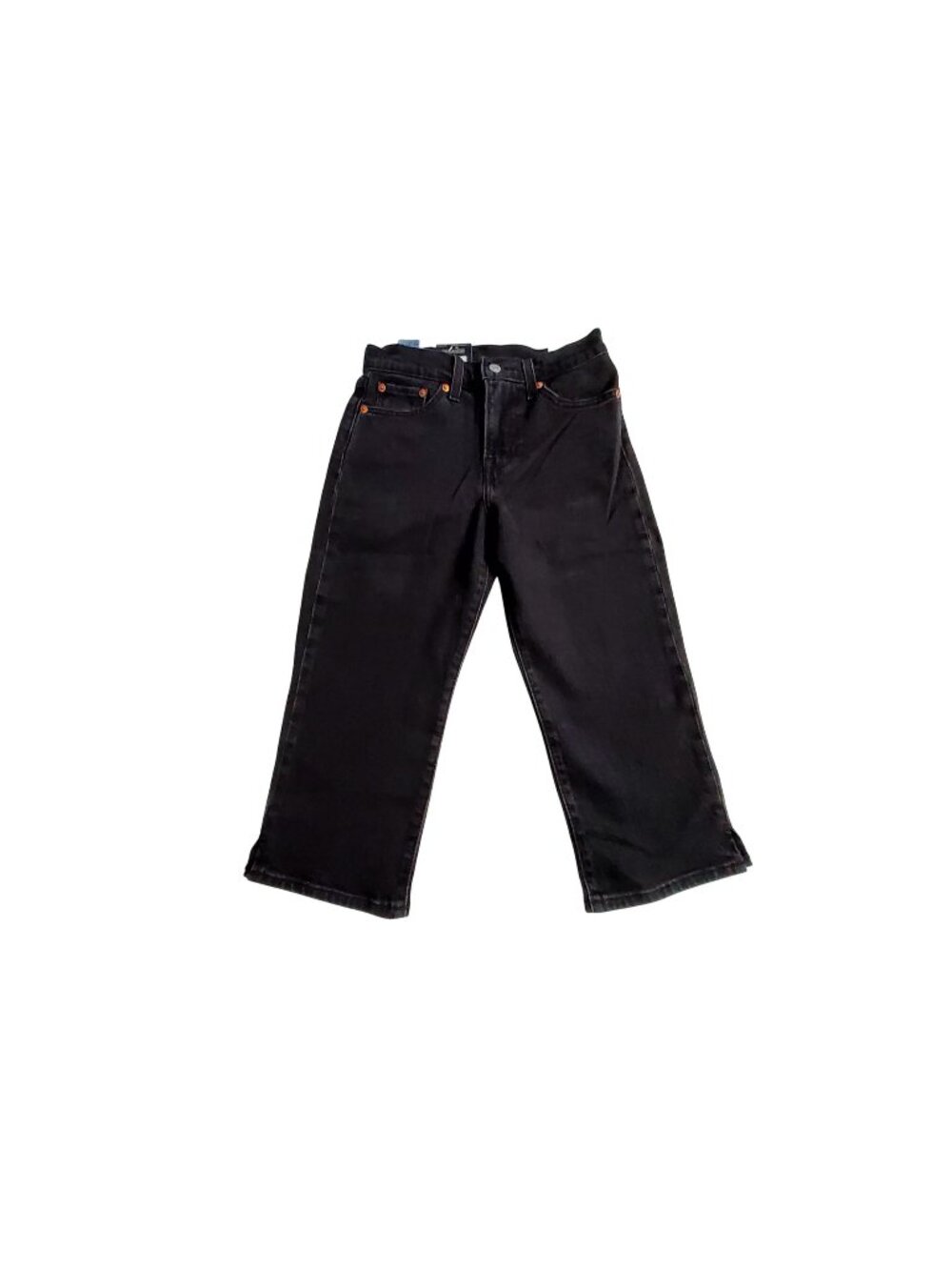 Levi`s Premium Womens Wedgie Capri Black Denim Jeans W25 Cropped Straight Leg